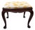 Vintage Queen Anne Style Footstool Features Dark Wood Cabriole Legs With Pad Feet and an Off-White Cushion Upholstered in a Yellow Leaf Pattern For Sale