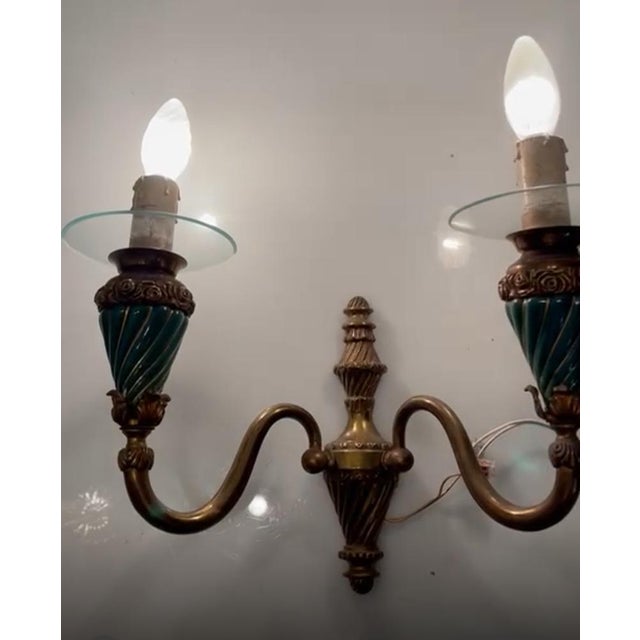 Bronze Ceramic Sconces, 1950s, Set of 2 For Sale - Image 3 of 10