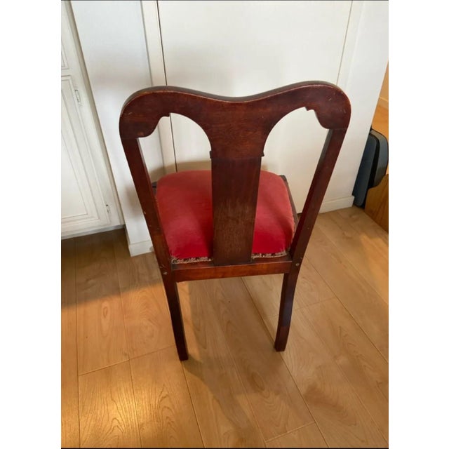 Antique Federal Style Mahogany Side Chair With Red Velvet For Sale - Image 9 of 9