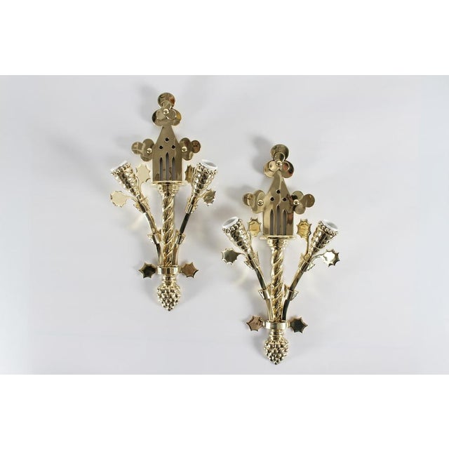 Art Nouveau Wall Lights in Brass in the style of Thorvald Bindesbøll, Denmark, 1900s, Set of 2 For Sale - Image 16 of 16