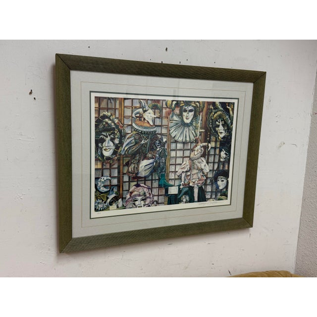 Printmaking Materials Circa 1992 Karen Salee Venetian Masks Lithograph Edition 2/850 For Sale - Image 7 of 12