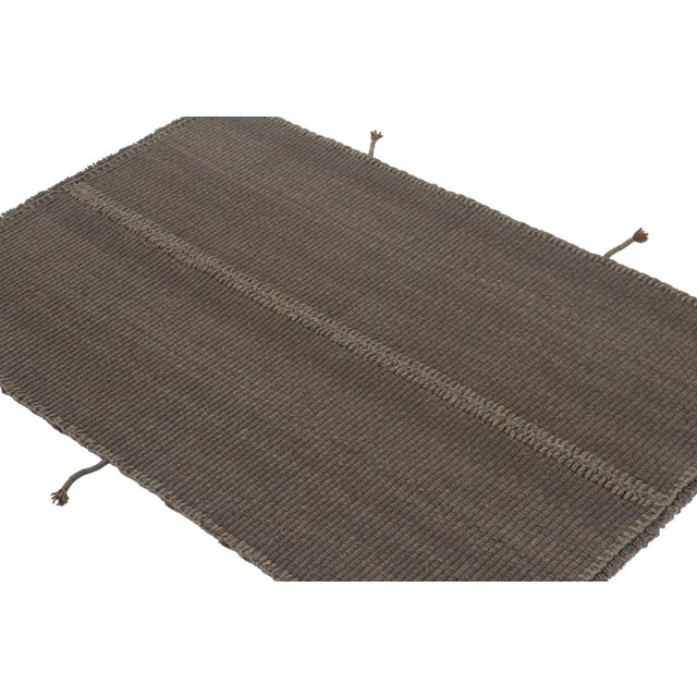 Contemporary Rug & Kilim’s Contemporary Kilim in Gray With Brown Accents For Sale - Image 3 of 7