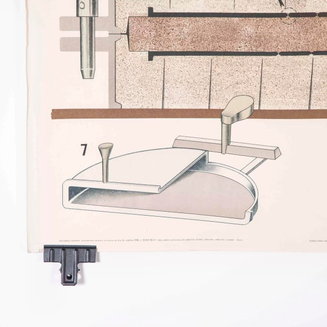 Czech Industrial Technical Drawing, 1950 For Sale - Image 3 of 8