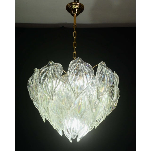 1970s Large Murano Glass Rainbow Leaves Chandelier For Sale - Image 4 of 13