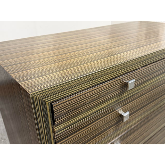 Wood Contemporary Macassar Style Six Drawer Chest For Sale - Image 7 of 12