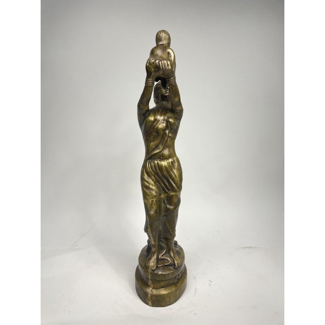 Brown Vintage Woman with Baby Figurine in Bronze, 1930s For Sale - Image 8 of 11