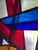 One-of-a-kind, framed, colorful, large stained glass window with contemporary geometric design signed by Erie artist Matty...