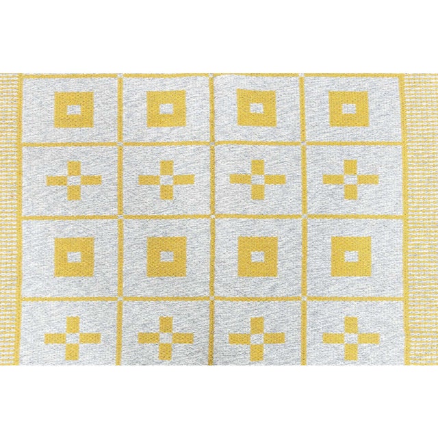 Doris Leslie Blau Vintage Reversible Geometric Yellow Swedish Rug For Sale - Image 4 of 10
