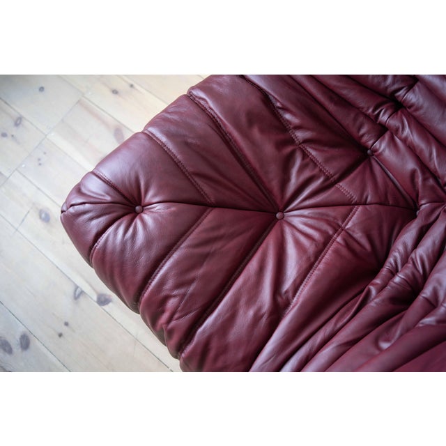 Togo Set in Burgundy Brown Leather, 1970s, Set of 5 For Sale - Image 9 of 15