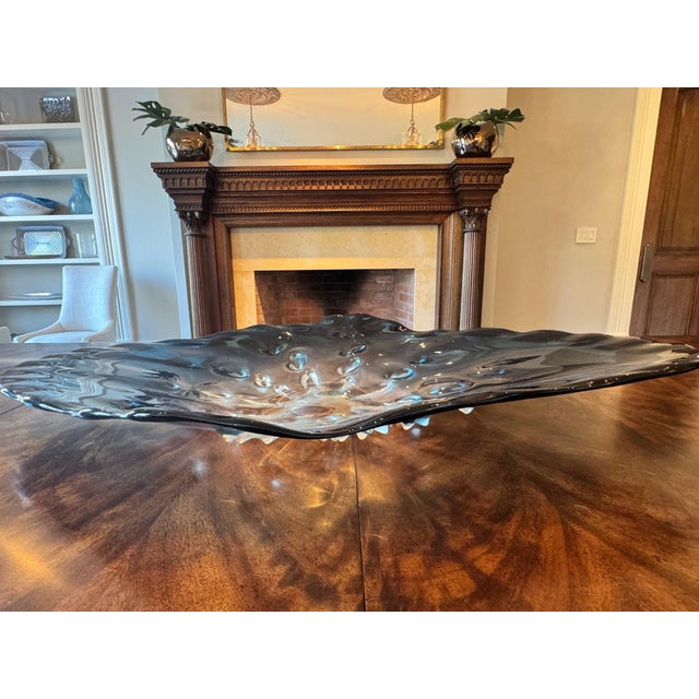 Glass Stunning 39” Murano-Style Handblown Glass Sculptural Centerpiece - Aqua Blue to Clear Ombré For Sale - Image 7 of 8