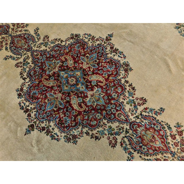 Textile Vintage Handmade Persian Kirman Rug. 9'x 12' For Sale - Image 7 of 12