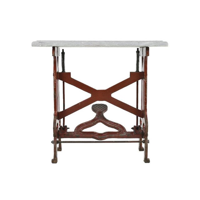 Red Industrial Table with Marble Top For Sale - Image 4 of 8