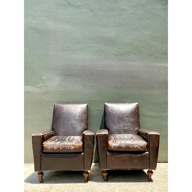 Vintage Old Hickory Distressed Leather Armchairs - Pair For Sale In West Palm - Image 6 of 18