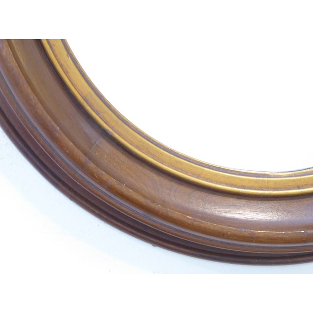 American Antique Amerian Walnut Round Mirror For Sale - Image 3 of 4