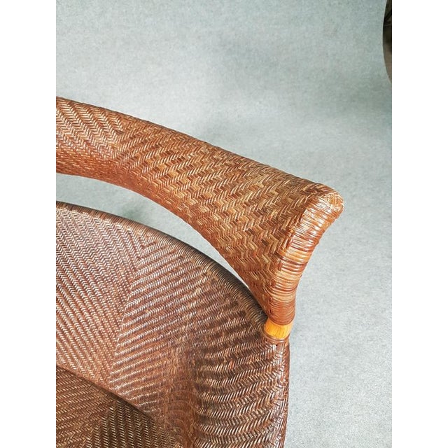 Set of Lounge Chair and Ottoman in Rattan and Bamboo from Yuzuru Yamakawa For Sale - Image 4 of 12