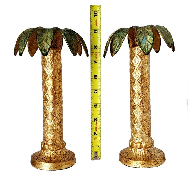 Boho Chic Palm Candlesticks Candle Holders For Sale - Image 3 of 6