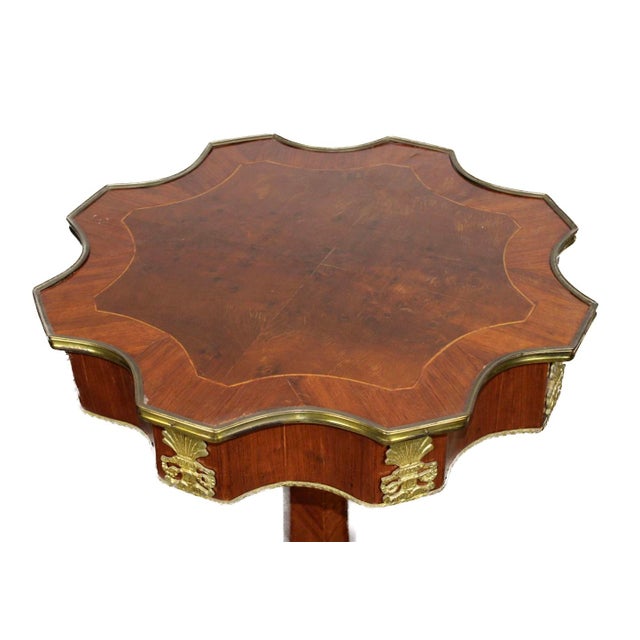 Vintage bronze mount pedestal base gueridon table. No maker's marks. Empire style .