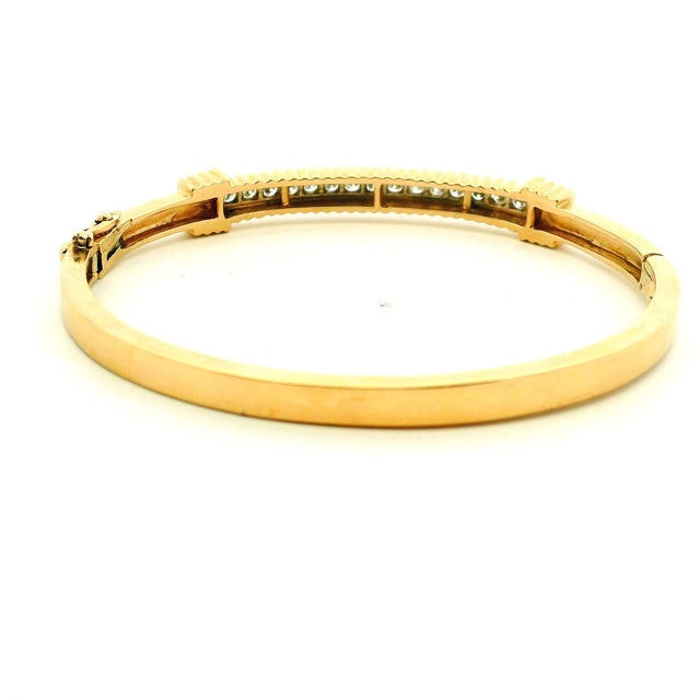Vintage 14k Gold Diamond Hinged Bangle Bracelet For Sale In Miami - Image 6 of 12
