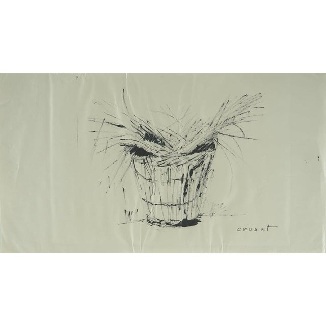 Roger Crusat, Le seau de paille, Pen Drawing For Sale - Image 7 of 7