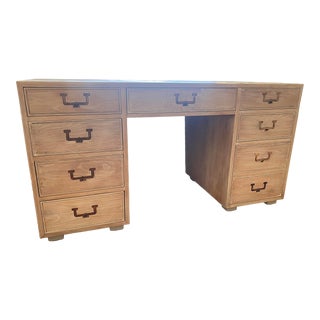 1970s Henredon Artefacts Campaign Desk For Sale