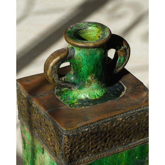 Moroccan Tamegroute Green Glazed Vase by Holomua For Sale - Image 4 of 9