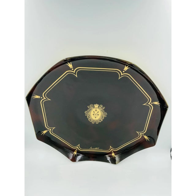 Brown Mid 20th Century Signed Royal Brown and Gold Platter For Sale - Image 8 of 12