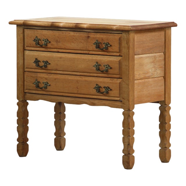 Vintage Danish Oak 3-Drawer Side Table in the style of Henning Kjærnulf, 1960s For Sale