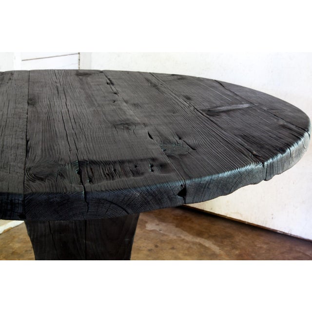 2020s Artisan Shou Sugi Ban Bistro Round Dining Table For Sale - Image 5 of 11