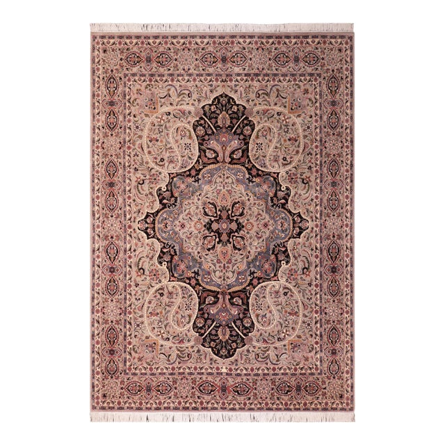Elegant 1990's Pak-Persian Taupe/Black Wool Rug - 8'1'' X 10'1'' For Sale