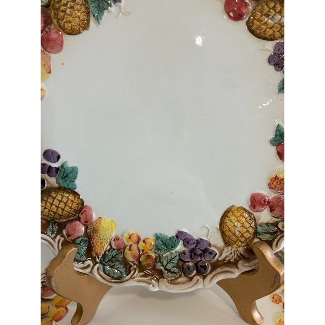 Vintage Lefton Majolica Style Fruit Border Dinner Plates, Set of 6 For Sale - Image 9 of 10