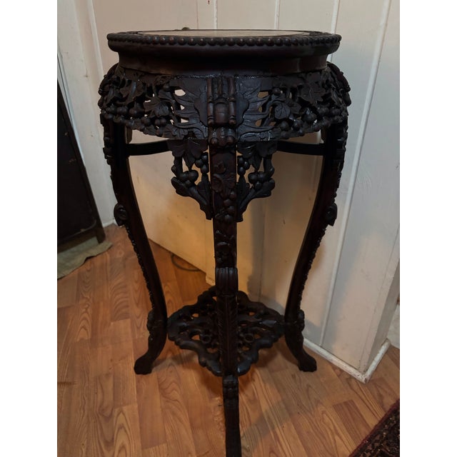 Chinoiserie Stately Rosewood Plant Stand For Sale - Image 12 of 12