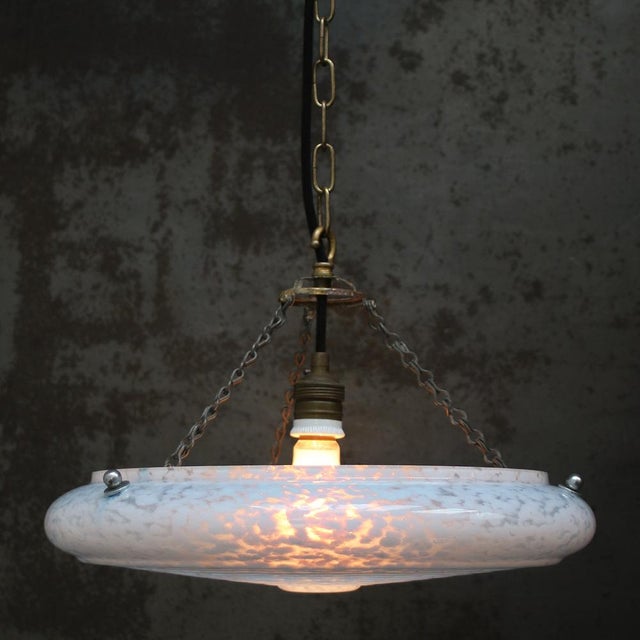 1920 French Art Deco, blue Clichy glass pendant lamp E27 / E26 Up to 250V (Europe/UK Standard).The wiring of this item may...