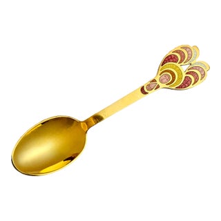 1972 Anton Michelsen Gilt Sterling Silver Enamel Christmas Spoon, Bjørn Wiinblad For Sale