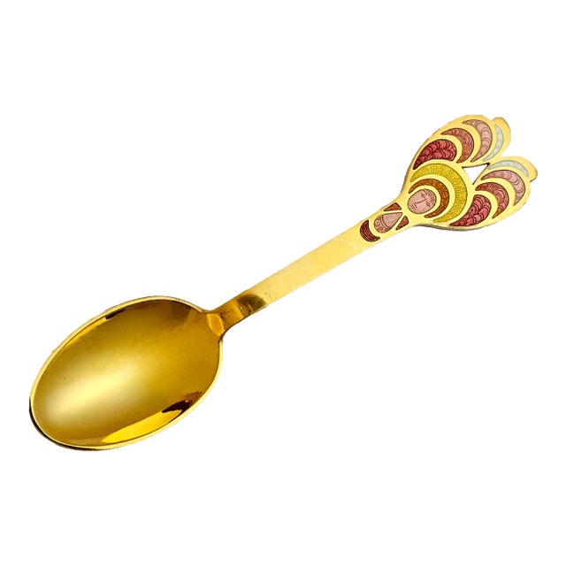 1972 Anton Michelsen Gilt Sterling Silver Enamel Christmas Spoon, Bjørn Wiinblad For Sale
