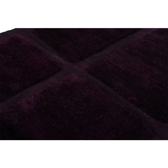 Textile Rug & Kilim’s Moroccan Rug With Purple Geometric Pattern in a High-Low Texture For Sale - Image 7 of 7