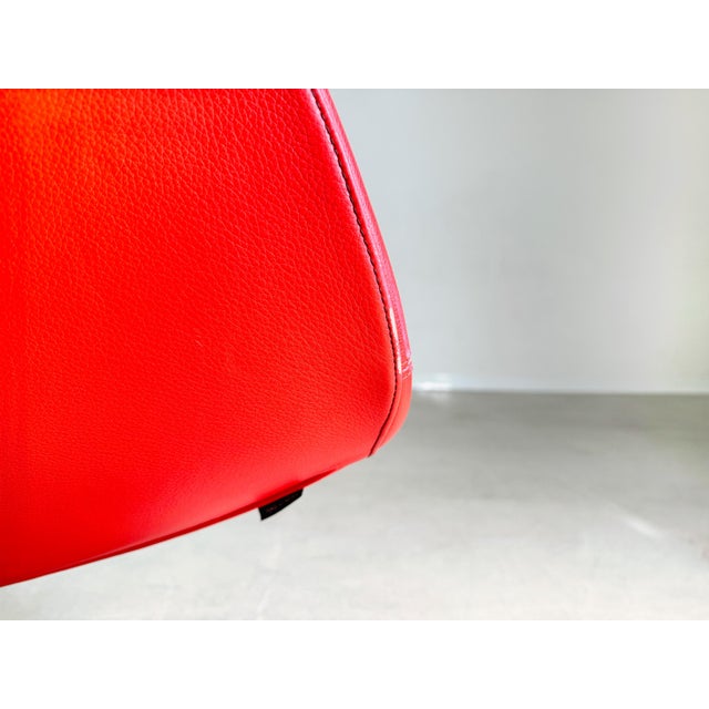 Moroso Swivel Armchair in Leather Red from Patricia Urquiola For Sale - Image 11 of 12