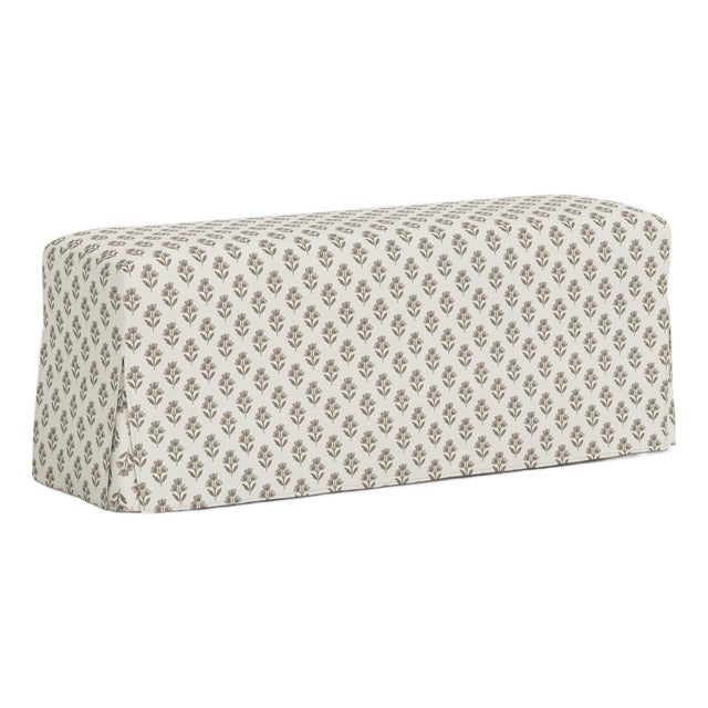 Stoffer Home x Cloth & Company Lindy Slipcover Dining Bench in Francie Floral Mauve For Sale