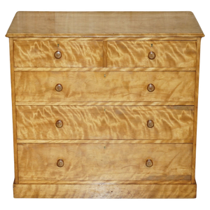 Antique Victorian Satin Birch Chest of Drawers from Holland & Sons, 1880