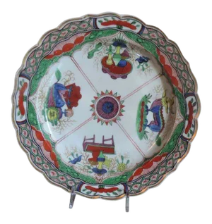18th Century English Worcester Porcelain Imari Dragon in Compartment or Bengal Tiger Pattern Plate