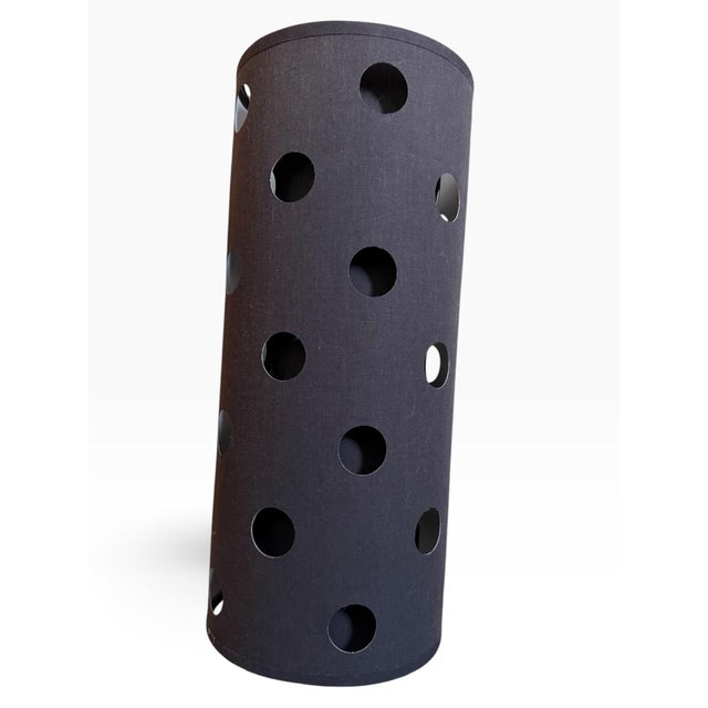 Vintage Space Age Black Perforated Cylinder Table Lamp For Sale - Image 4 of 6