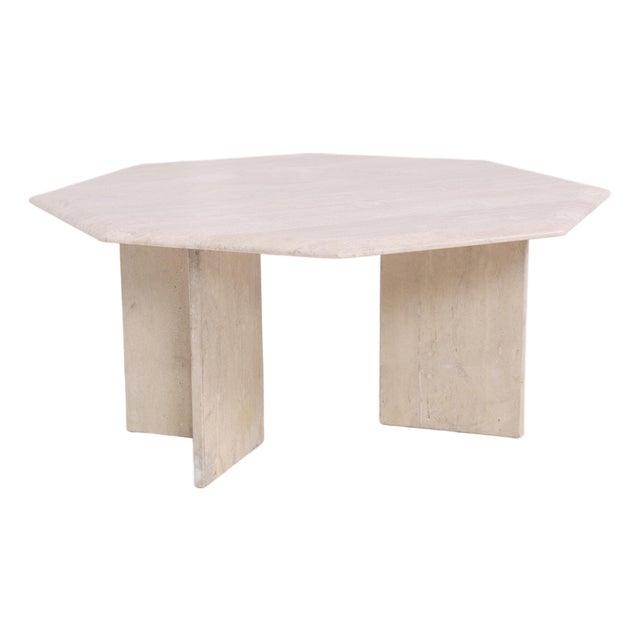 Mid-Century Coffee Table in Travertine, 1980s For Sale