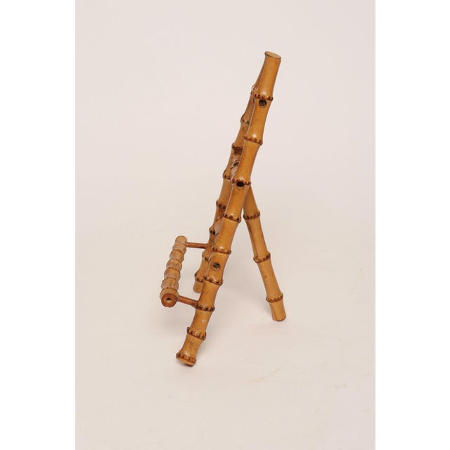 Vintage Diminutive Scorched Bamboo Tabletop Easel / Picture Display For Sale - Image 15 of 18