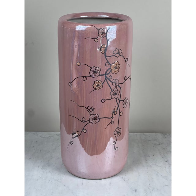Asian Vintage Sakura Style Cherry Blossom Umbrella Stand For Sale - Image 3 of 5