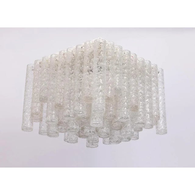Murano Ice Glass Tubes Flushmount attributed to Doria, Germany, 1960s For Sale - Image 3 of 9