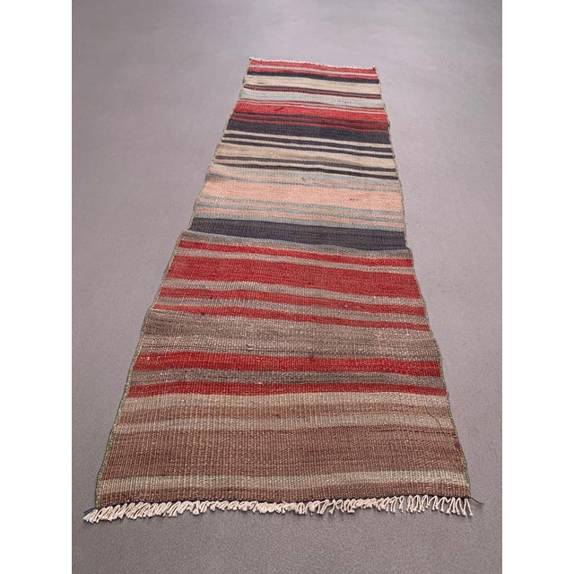Textile Turkish Narrow Kilim Runner Rug For Sale - Image 7 of 7