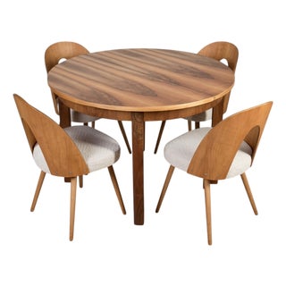 Walnut Dining Set by Antonín Šuman, 1960s, Set of 5 For Sale