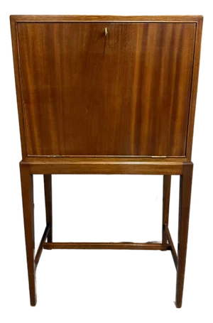 Attributed to Frits Henningsen Danish Teak Drop-Front Bar Cabinet – 1940s Mid-Century Secretary (38” Tall)