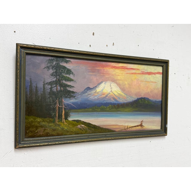 American D. Hill Mount Rainier Landscape Oil Painting, Vintage For Sale - Image 3 of 12