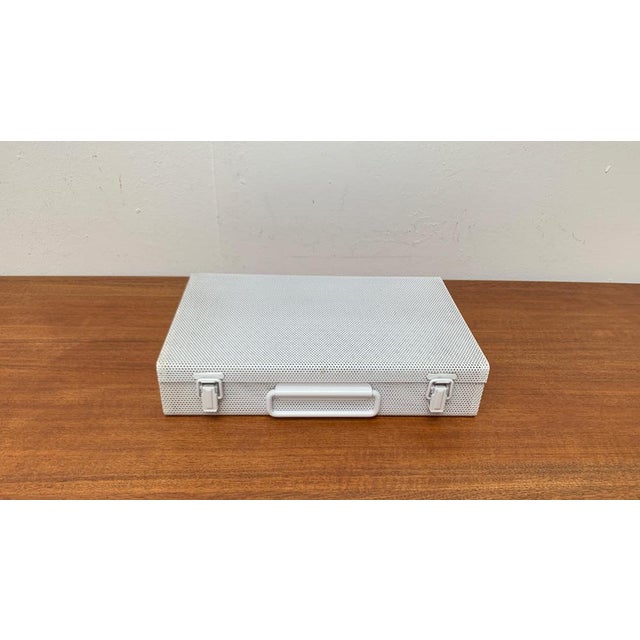 Postmodern Postmodern White Perforated Metal Briefcase, 1980s For Sale - Image 3 of 18