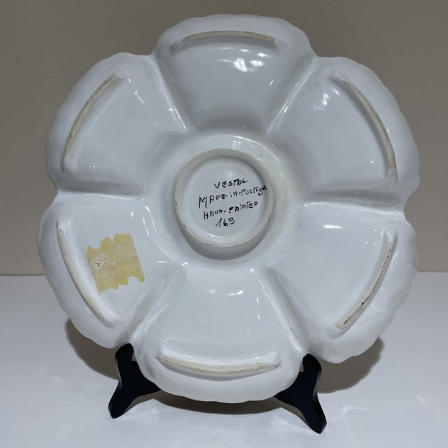 Mid-Century Modern Vintage Mid-Century Modern Hand Painted Vestal Portugal Serving Dish Tray For Sale - Image 3 of 5